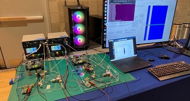 The SIGCOMM demo showing packet transfer between two full-duplex nodes.